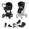 Cybex PRIAM Fold Cot Travel System Bundle  - Comfort Sepia Black & Matt Black Frame