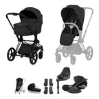 Cybex PRIAM Fold Cot Travel System Bundle  - Comfort Sepia Black & Matt Black Frame