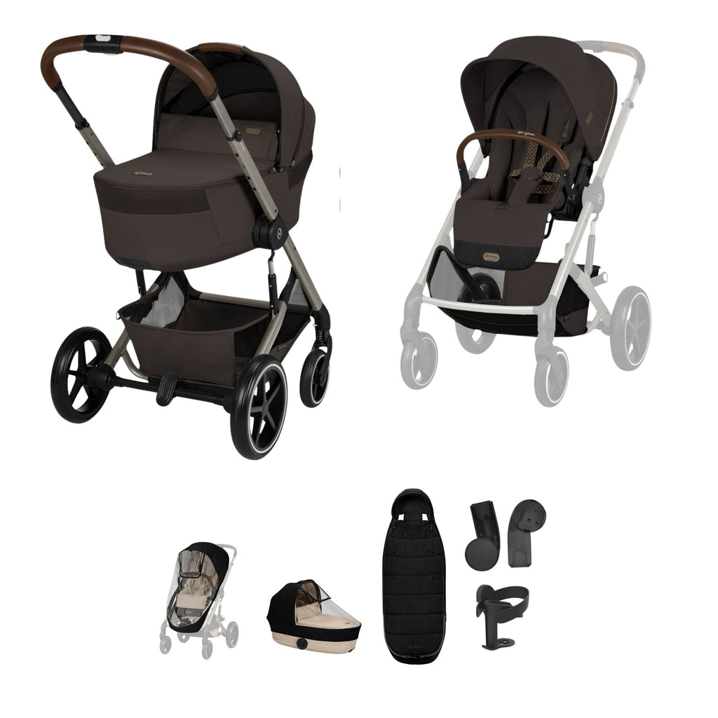 Cybex Balios + Fold Cot Accessory Bundle - Chocolate Brown
