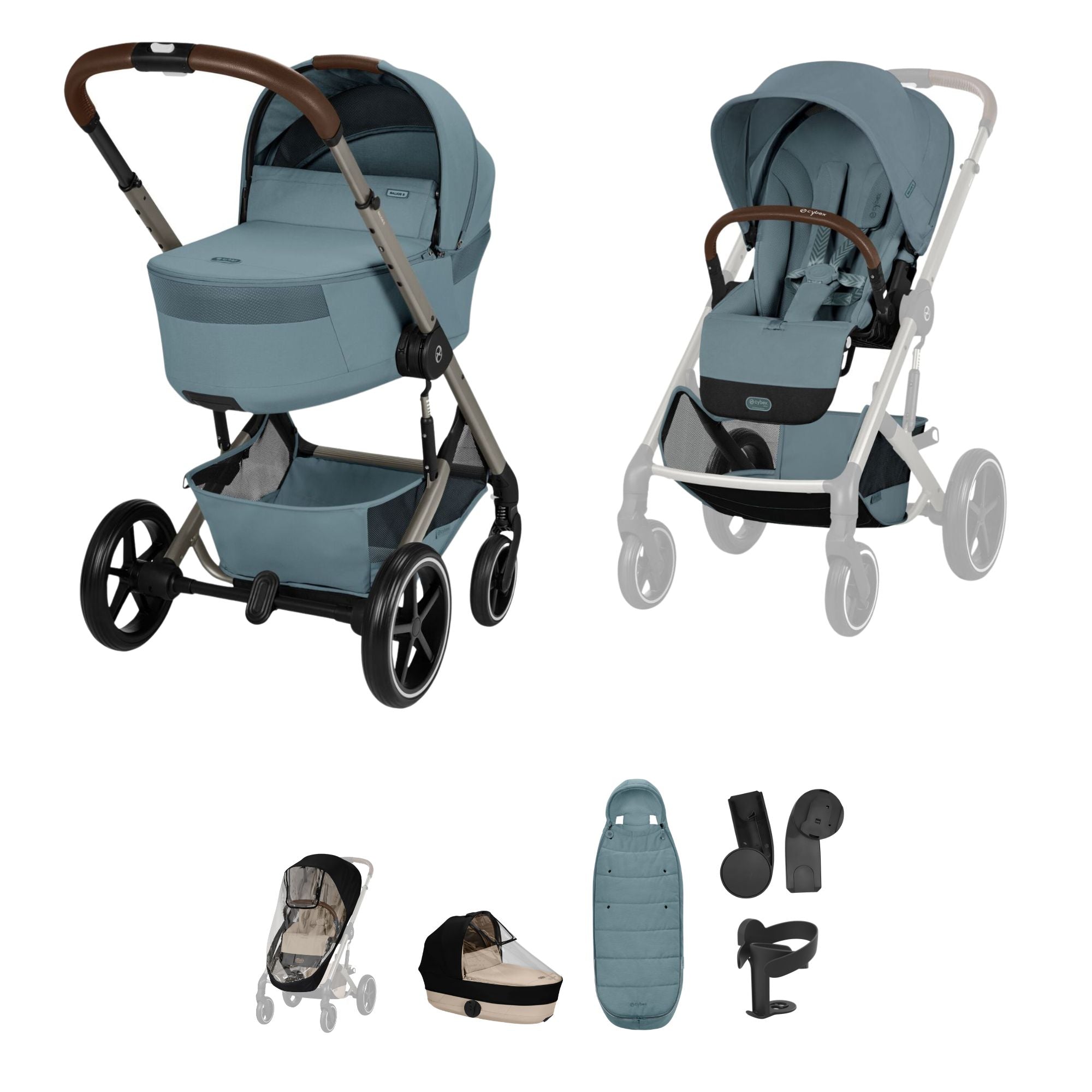 Cybex Balios + Fold Cot Accessory Bundle - Stormy Blue