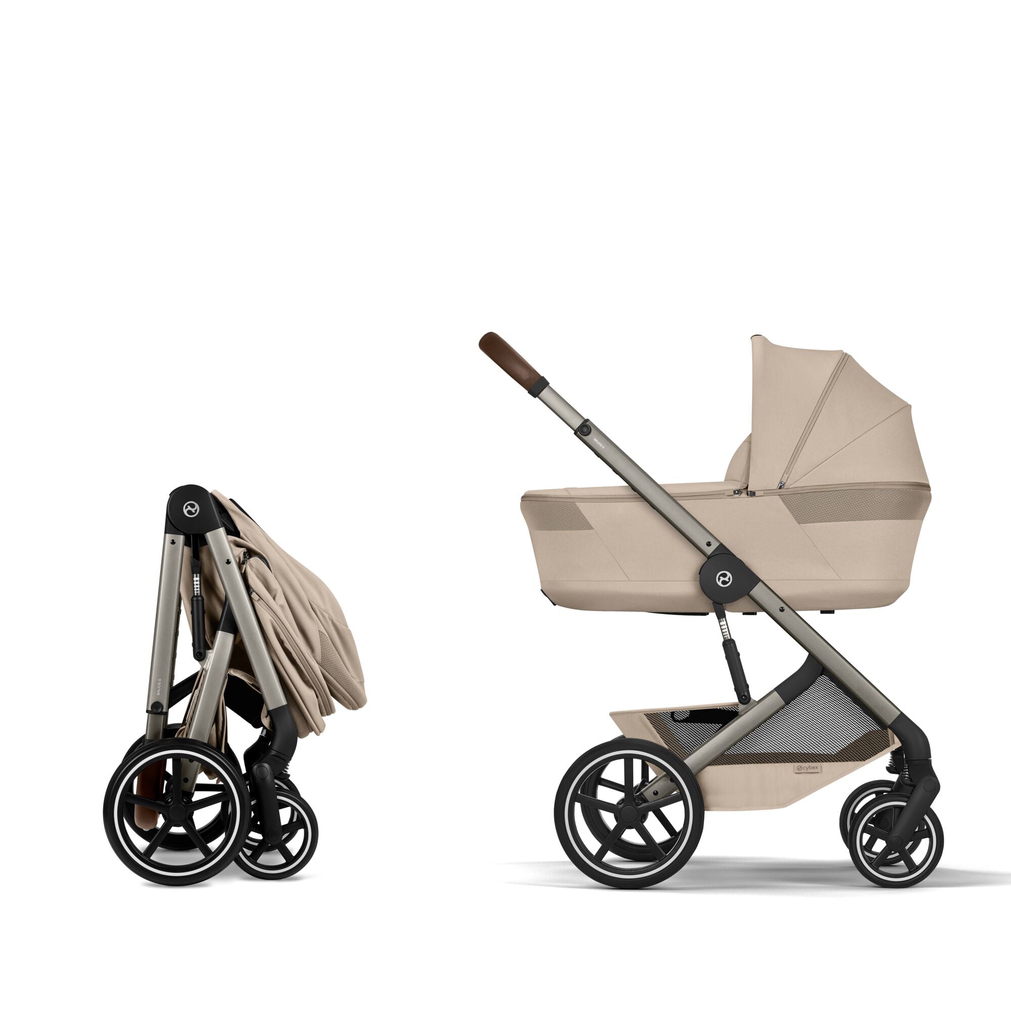 Cybex Balios + Fold Cot Travel System Bundle - Almond Beige