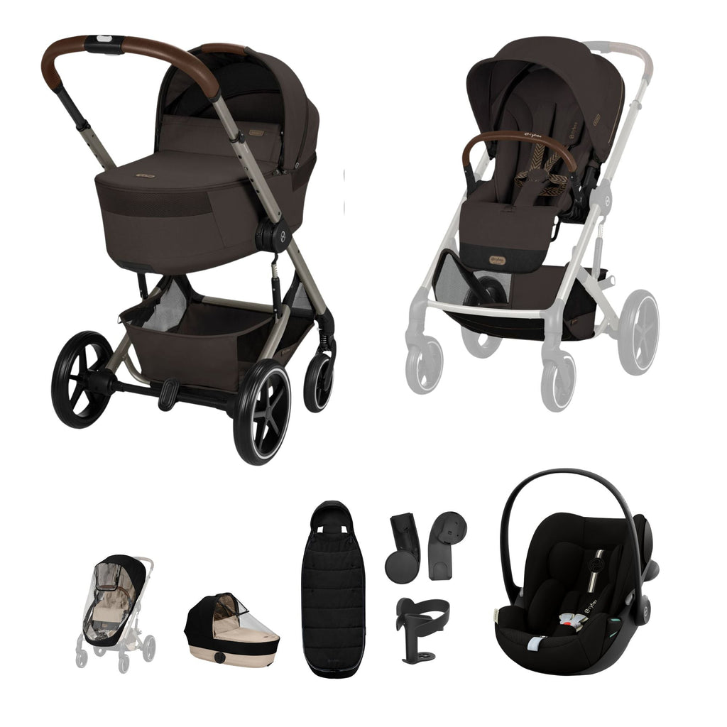 Cybex Balios + Fold Cot Travel System Bundle - Chocolate Brown
