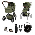 Cybex Balios + Fold Cot Travel System Bundle - Moss Green