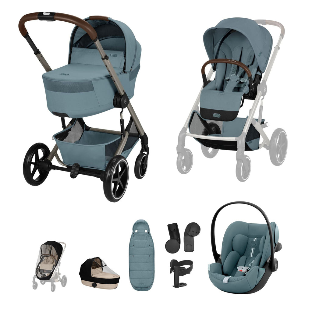 Cybex Balios + Fold Cot Travel System Bundle - Stormy Blue
