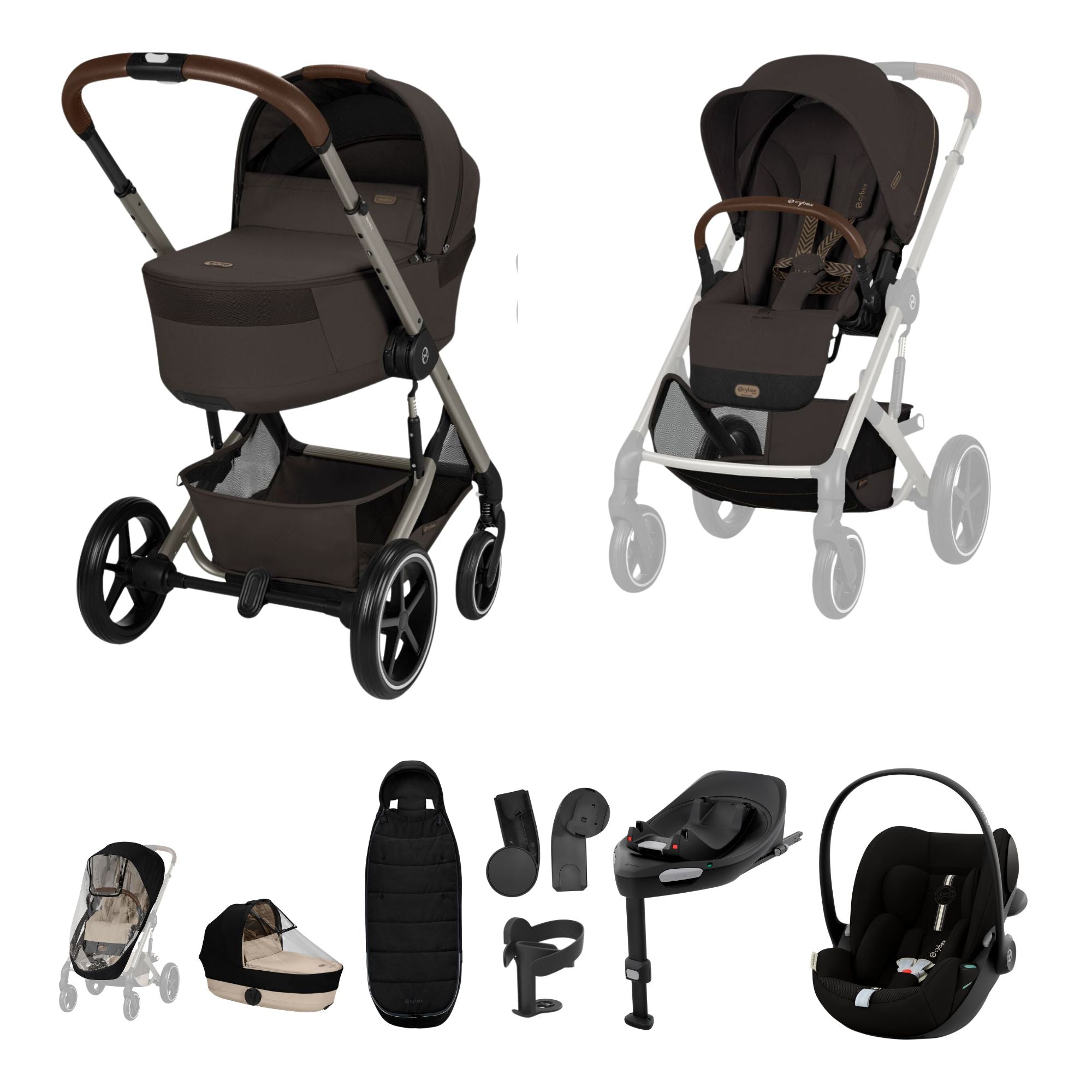 Cybex Balios + Fold Cot Ultimate Travel System Bundle - Chocolate Brown