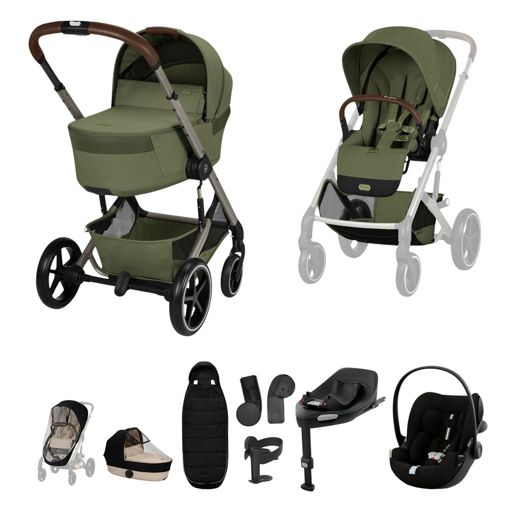 Cybex Balios + Fold Cot Ultimate Travel System Bundle - Moss Green