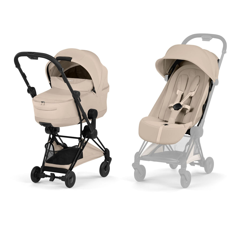 Cybex Coya Comfort Set (Pushchair & Carrycot) - Cozy Beige with Matt Black Frame
