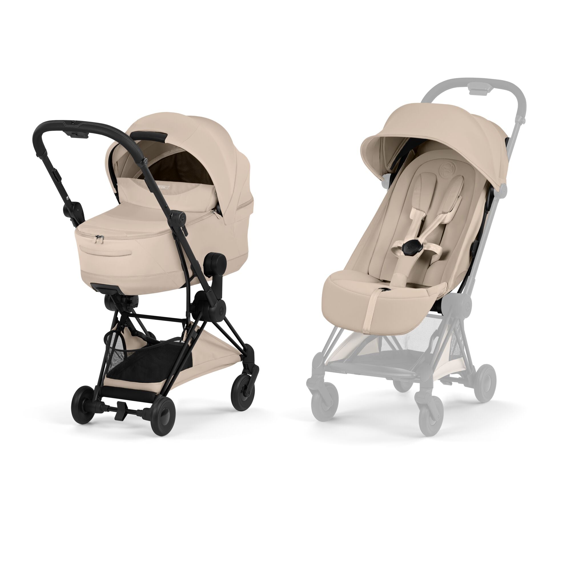Cybex Coya Comfort Set (Pushchair & Carrycot) - Cozy Beige with Matt Black Frame