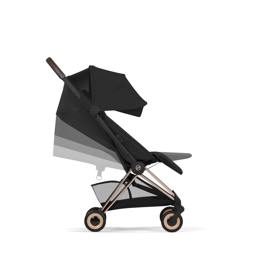 Cybex COYA Fold Cot Ultimate Travel System Bundle - Comfort Sepia Black & Rose Gold Frame