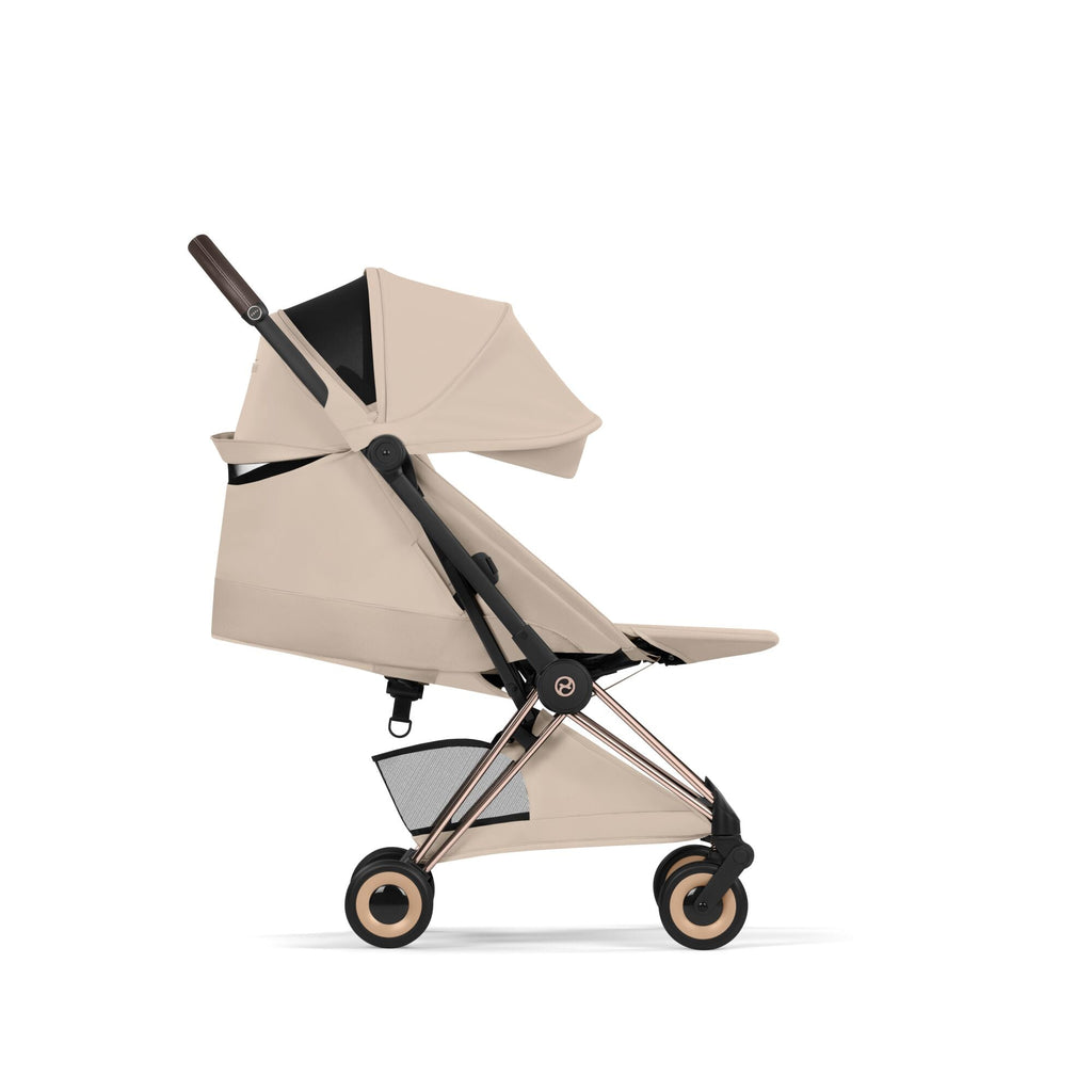 Cybex COYA Fold Cot Travel System Bundle - Style Cozy Beige & Rose Gold Frame