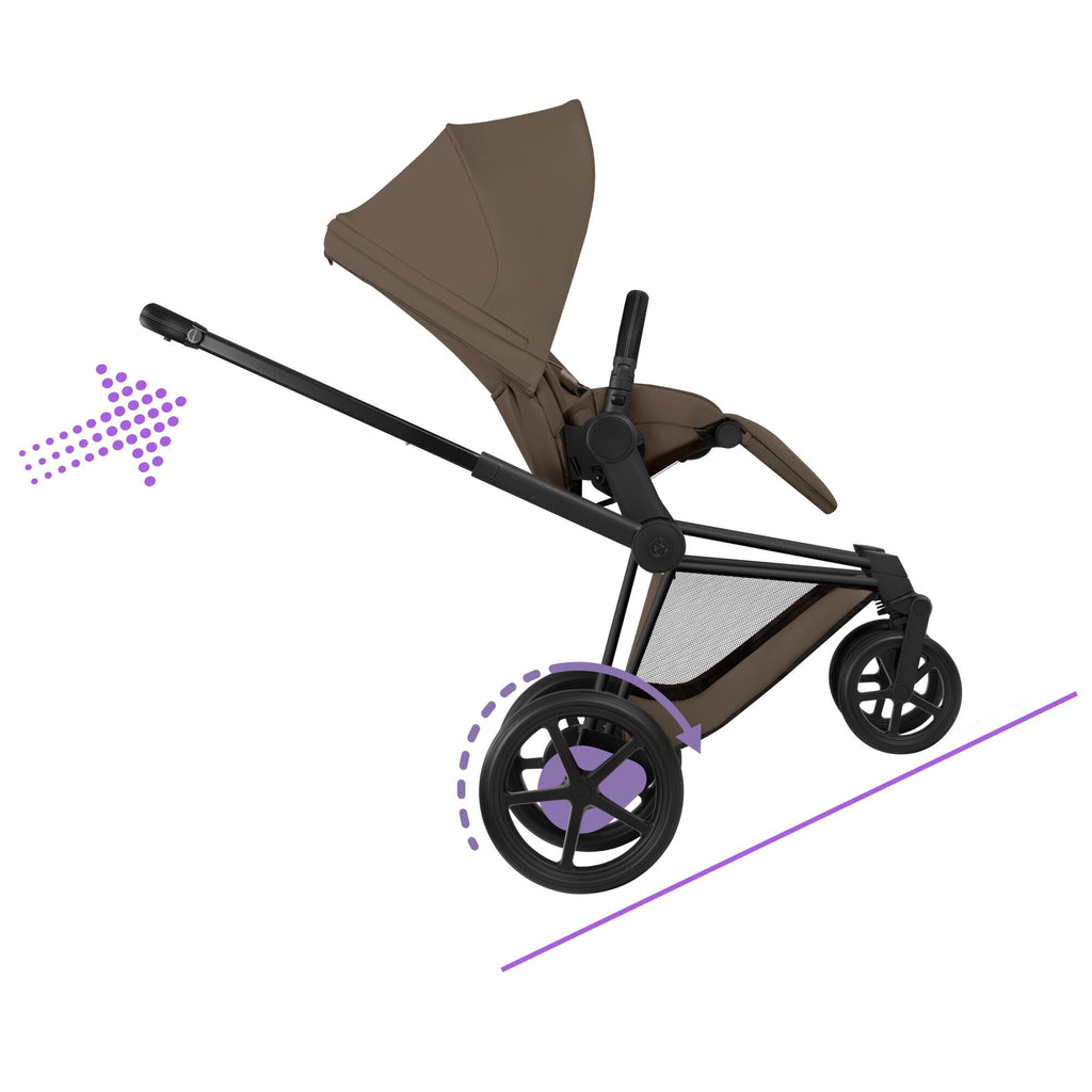 Cybex e-Priam Comfort Set  (Pushchair & Carrycot) - Coconut Brown with Matt Black Frame