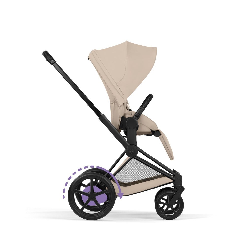 Cybex e-PRIAM Fold Cot Travel System Bundle - Comfort Cozy Beige & Matt Black Frame