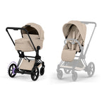 Cybex e-PRIAM Fold Cot Ultimate Travel System Bundle - Comfort Cozy Beige & Matt Black Frame