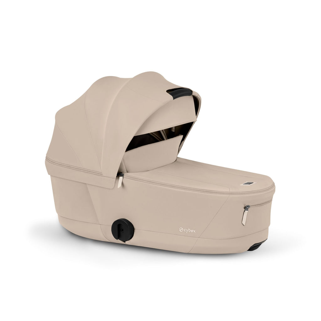 Cybex e-PRIAM Fold Cot Travel System Bundle - Comfort Cozy Beige & Matt Black Frame