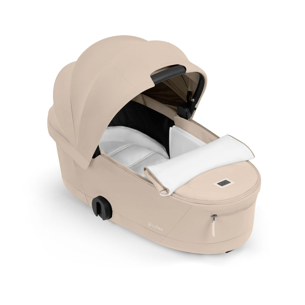 Cybex e-PRIAM Fold Cot Ultimate Travel System Bundle - Comfort Cozy Beige & Matt Black Frame