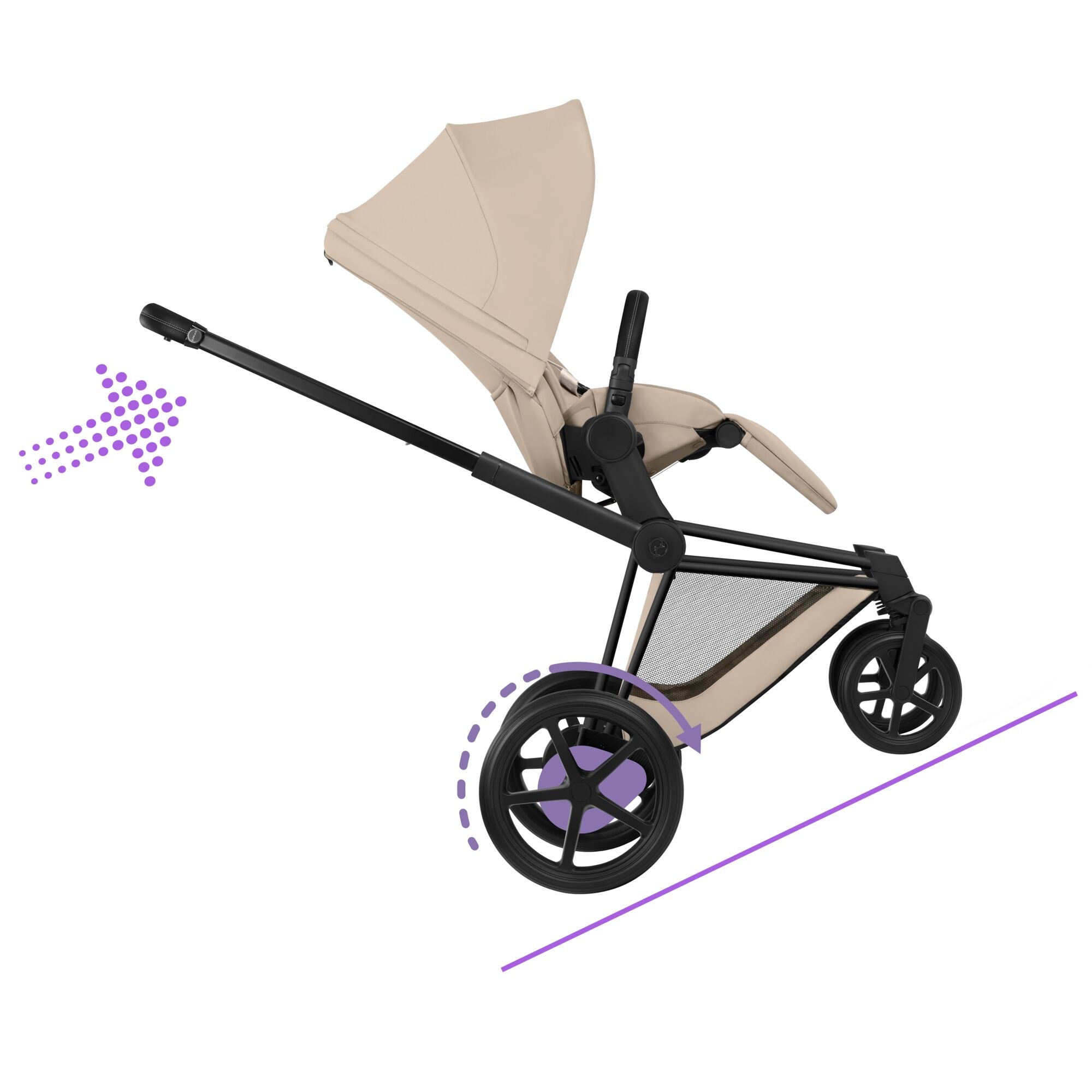 Cybex e-PRIAM Fold Cot Travel System Bundle - Comfort Cozy Beige & Matt Black Frame