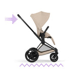 Cybex e-PRIAM Fold Cot Travel System Bundle - Comfort Cozy Beige & Matt Black Frame