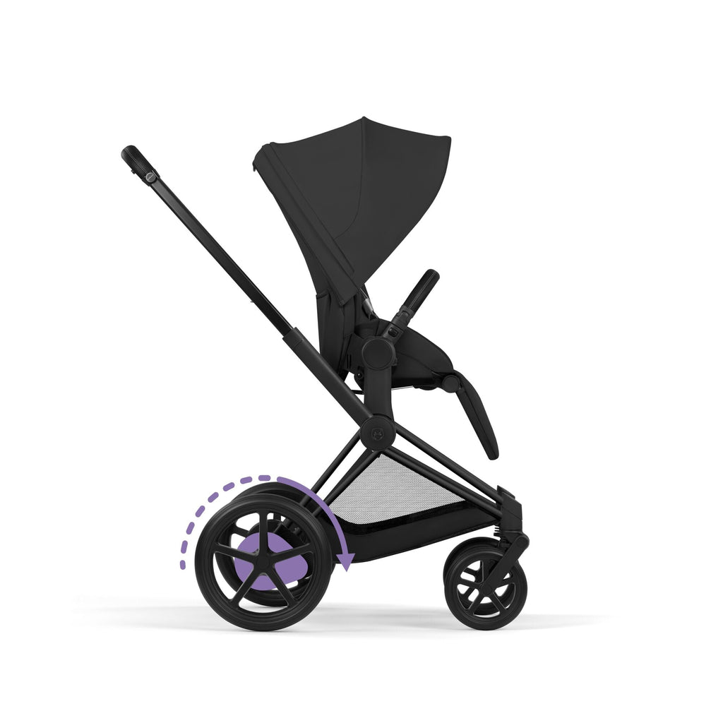 Cybex e-PRIAM Fold Cot Ultimate Travel System Bundle  - Comfort Sepia Black & Matt Black Frame
