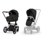 Cybex e-Priam Comfort Set  (Pushchair & Carrycot) - Sepia Black with Rose Gold Frame