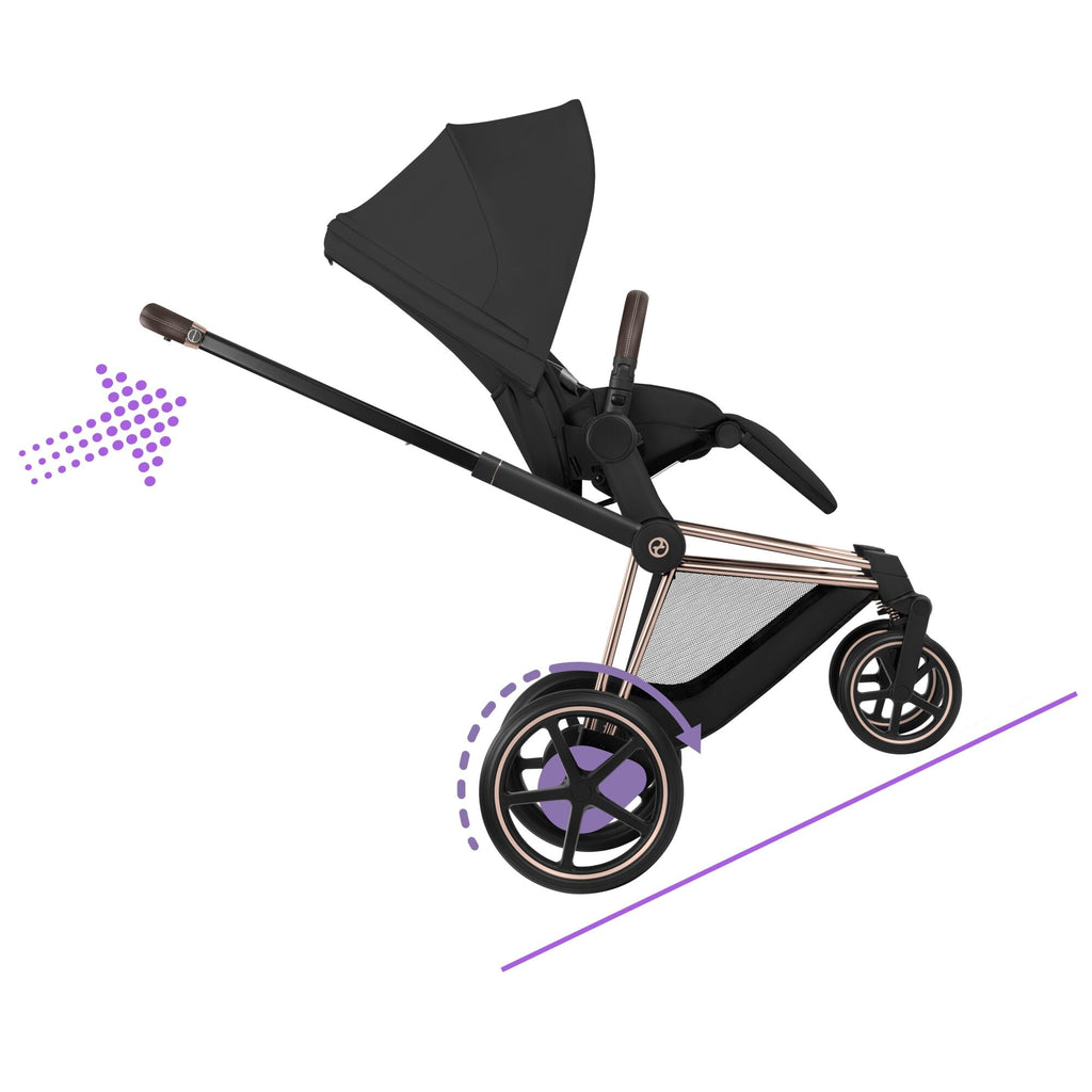 Cybex e-Priam Comfort Set  (Pushchair & Carrycot) - Sepia Black with Rose Gold Frame