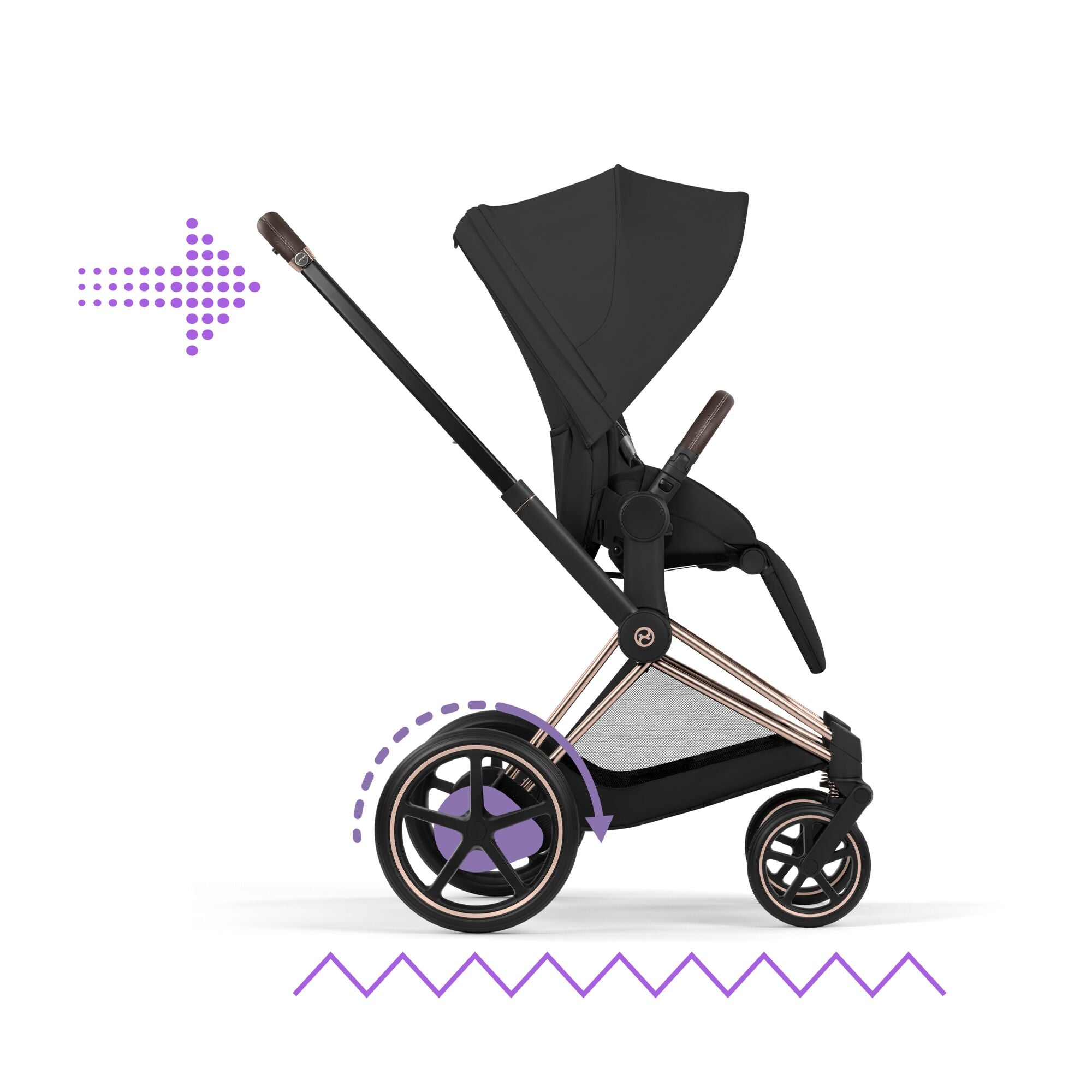 Cybex e-Priam Comfort Set  (Pushchair & Carrycot) - Sepia Black with Rose Gold Frame