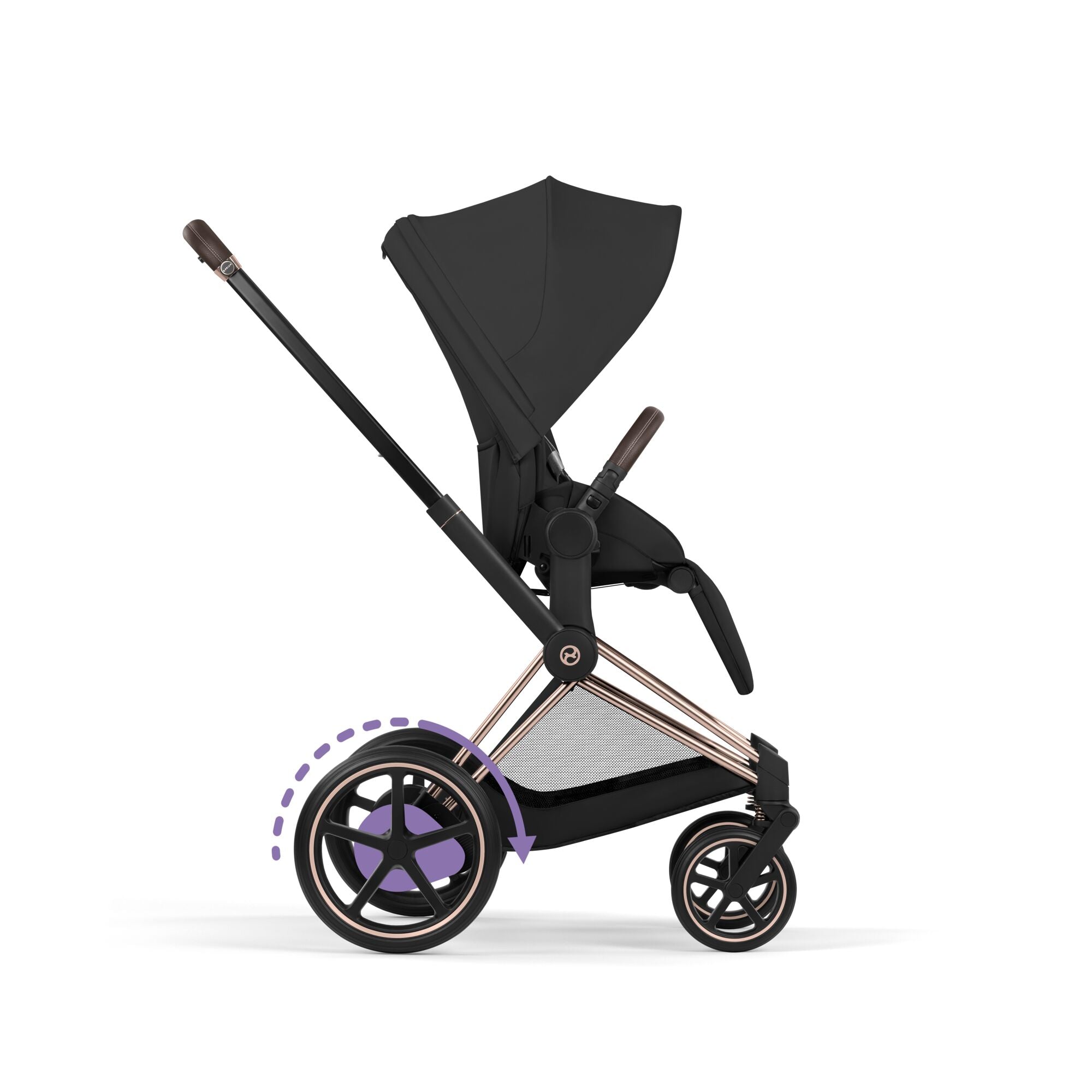 Cybex e-Priam Comfort Set  (Pushchair & Carrycot) - Sepia Black with Rose Gold Frame