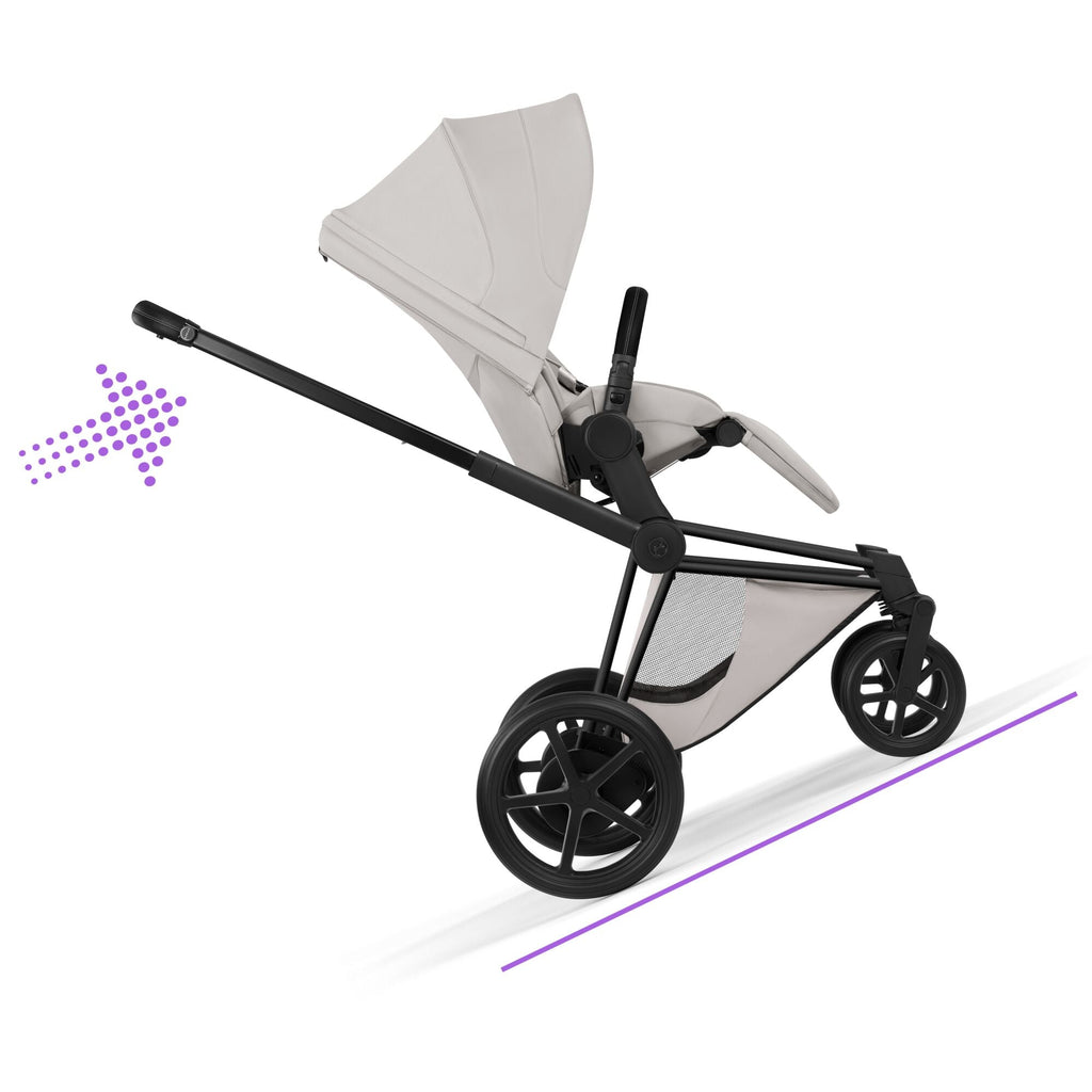 Cybex e-PRIAM Fold Cot Travel System Bundle - Style City Grey & Matt Black Frame