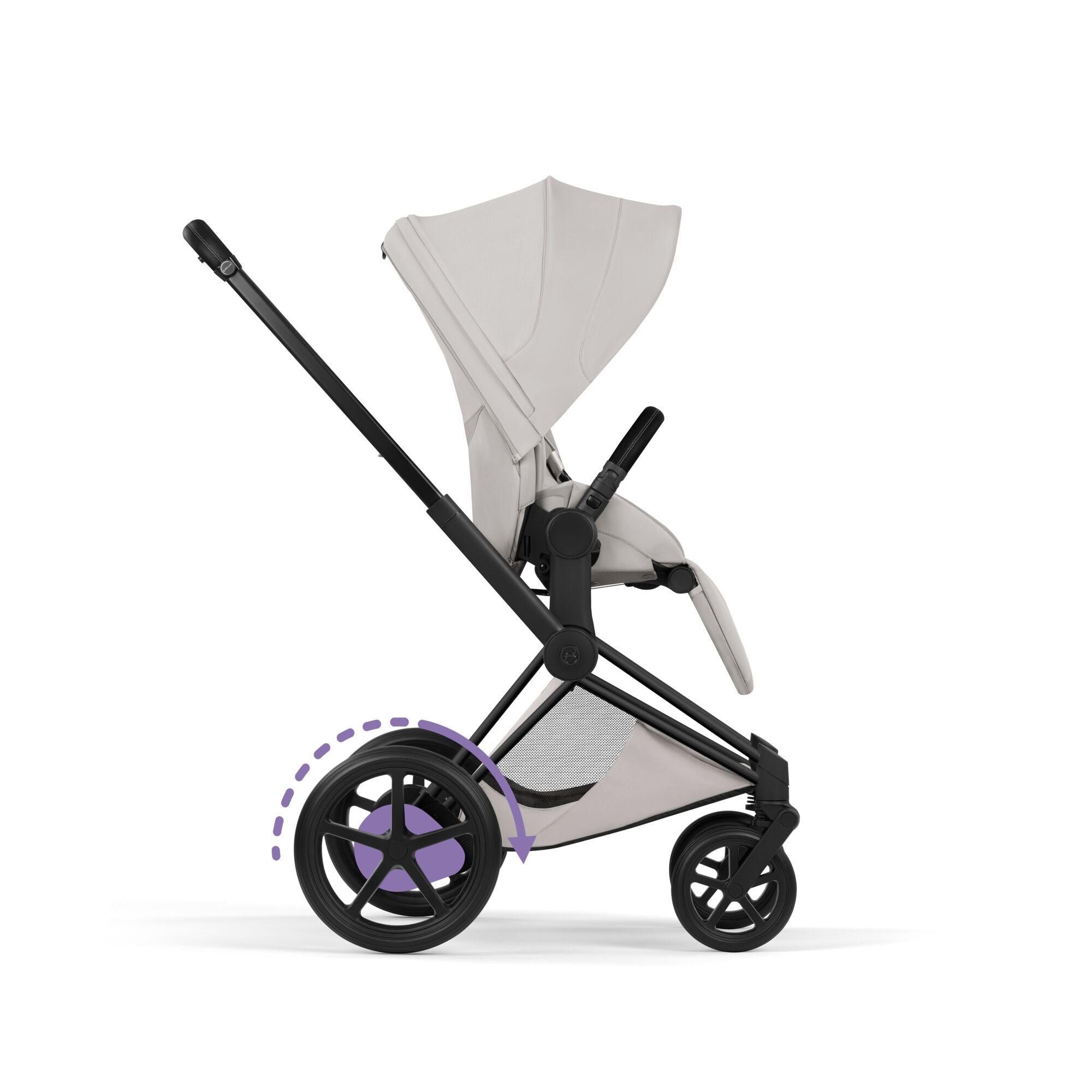 Cybex e-PRIAM Fold Cot Travel System Bundle - Style City Grey & Matt Black Frame