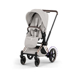 Cybex e-PRIAM Fold Cot Accessory Bundle - Style City Grey & Rose Gold Frame