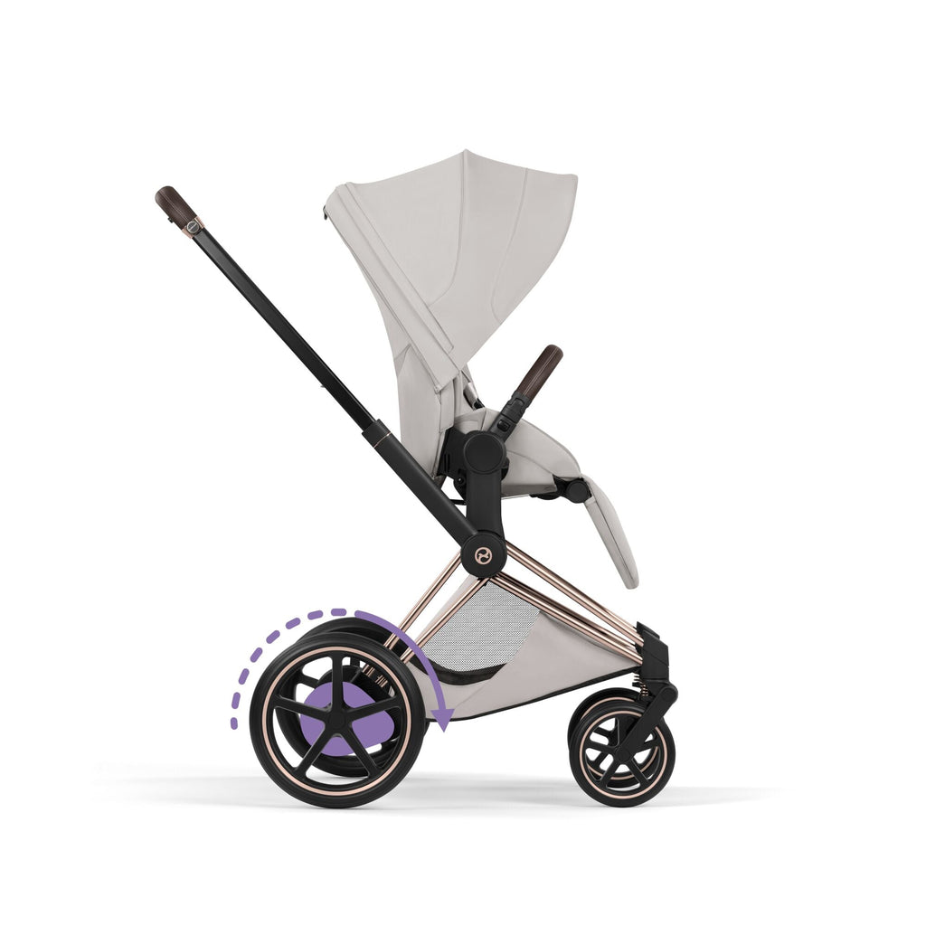 Cybex e-PRIAM Fold Cot Travel System Bundle - Style City Grey & Rose Gold Frame