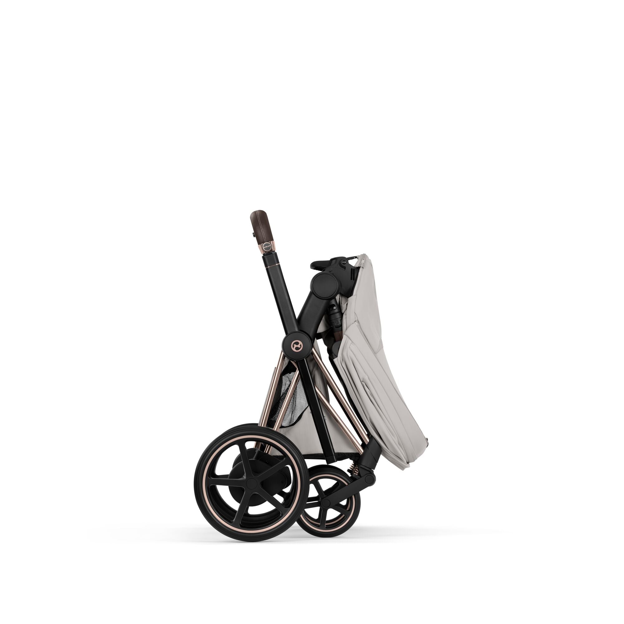 Cybex e-PRIAM Fold Cot Travel System Bundle - Style City Grey & Rose Gold Frame