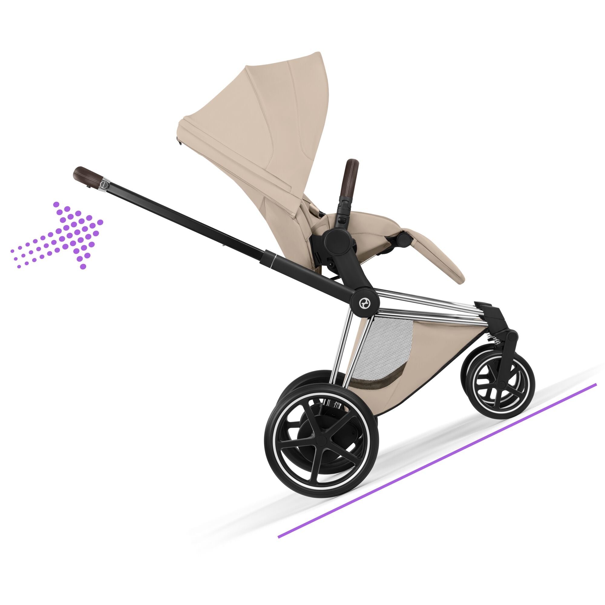 Cybex e-PRIAM Fold Cot Accessory Bundle - Style Cozy Beige & Chrome Brown Frame