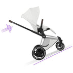 Cybex ePriam Style Pushchair - Off White with Chrome Brown Frame