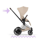 Cybex e-PRIAM Fold Cot Travel System Bundle - Style Cozy Beige & Chrome Brown Frame