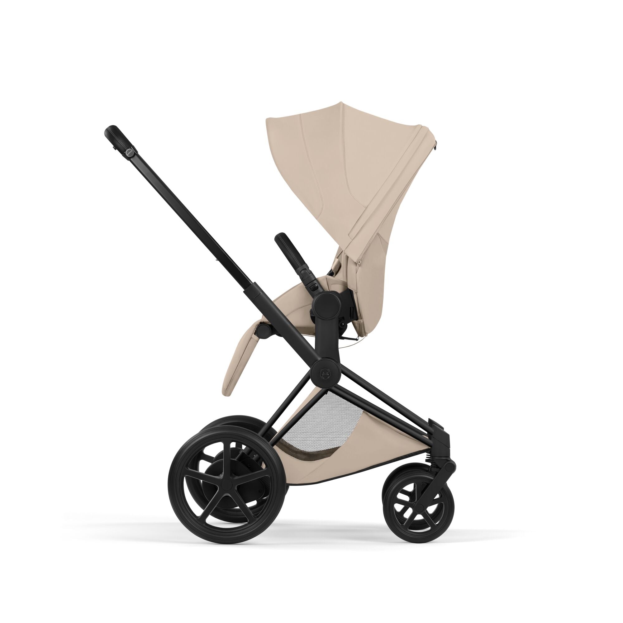 Cybex e-PRIAM Fold Cot Accessory Bundle - Style Cozy Beige & Chrome Brown Frame