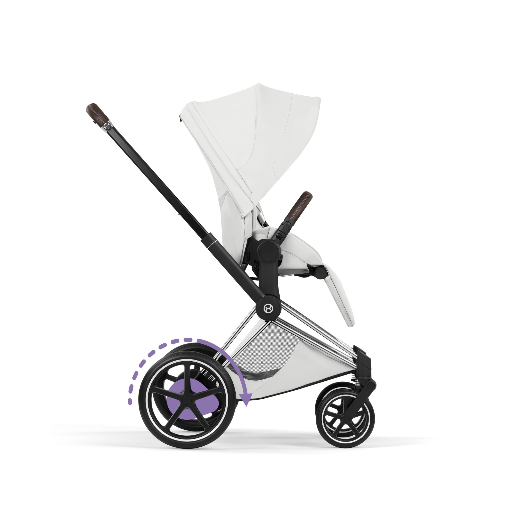 Cybex ePriam Style Pushchair - Off White with Chrome Brown Frame