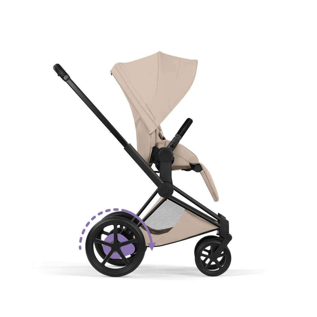 Cybex e-PRIAM Fold Cot Accessory Bundle - Style Cozy Beige & Matt Black Frame