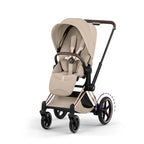 Cybex e-PRIAM Fold Cot Accessory Bundle - Style Cozy Beige & Rose Gold Frame