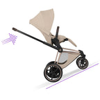 Cybex e-PRIAM Fold Cot Accessory Bundle - Style Cozy Beige & Rose Gold Frame