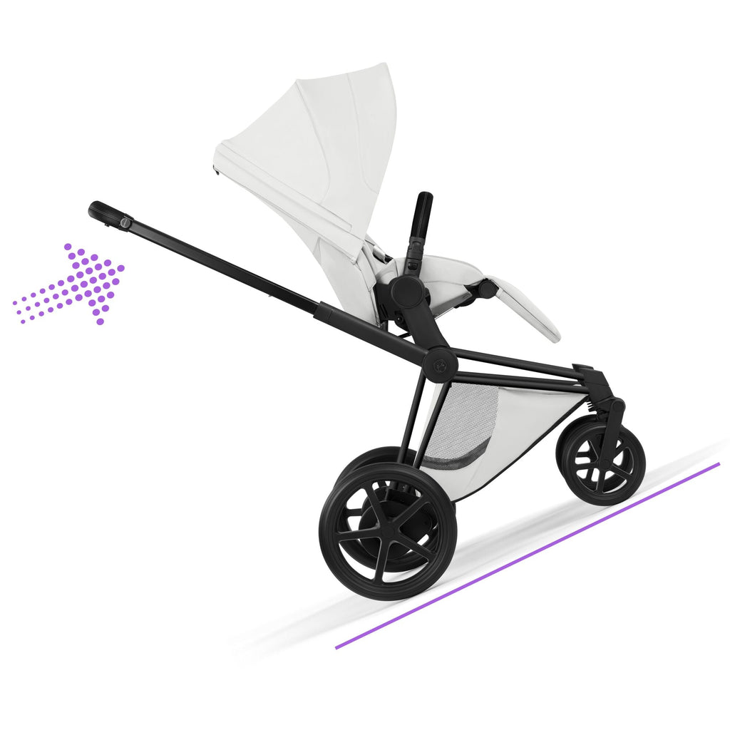 Cybex ePriam Style Pushchair - Off White with Matt Black Frame