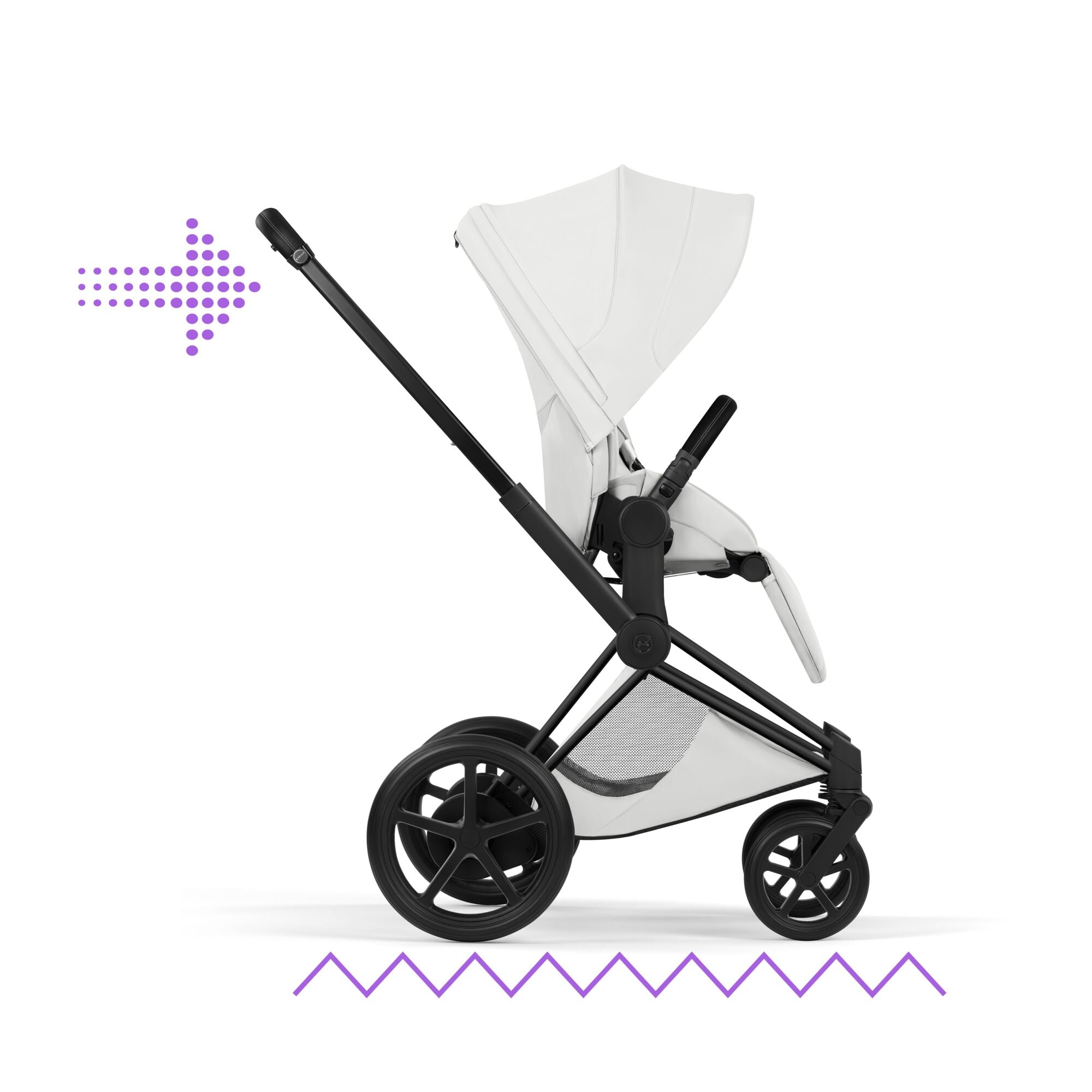 Cybex ePriam Style Pushchair - Off White with Matt Black Frame