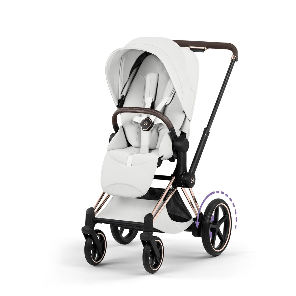 Cybex ePriam Style Pushchair - Off White with Rose Gold Frame