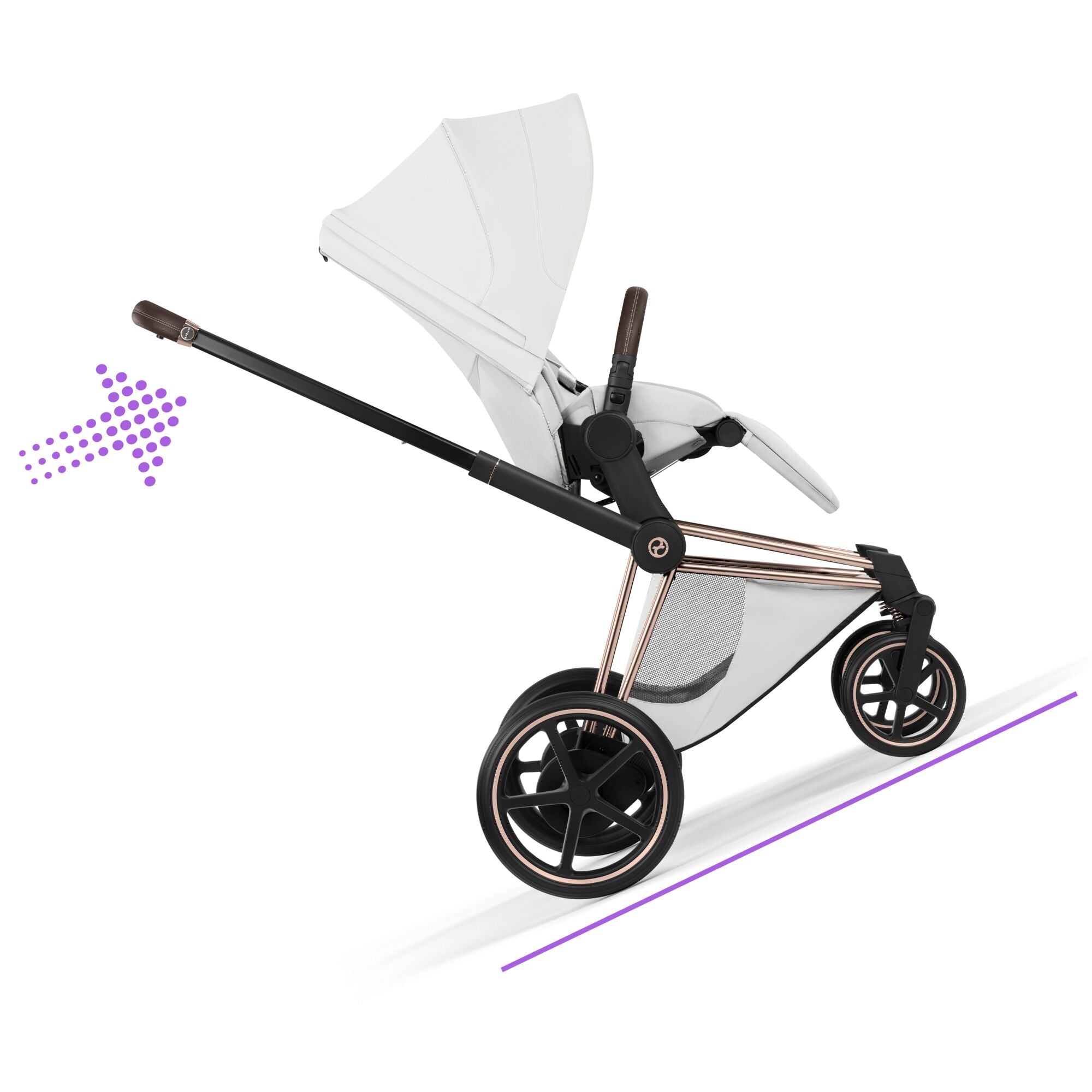 Cybex ePriam Style Pushchair - Off White with Rose Gold Frame
