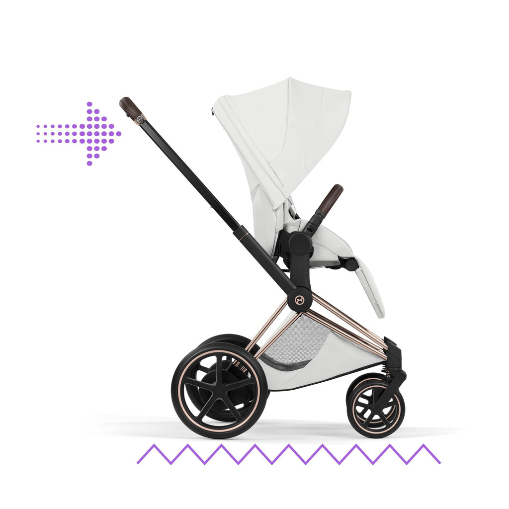 Cybex ePriam Style Pushchair - Off White with Rose Gold Frame