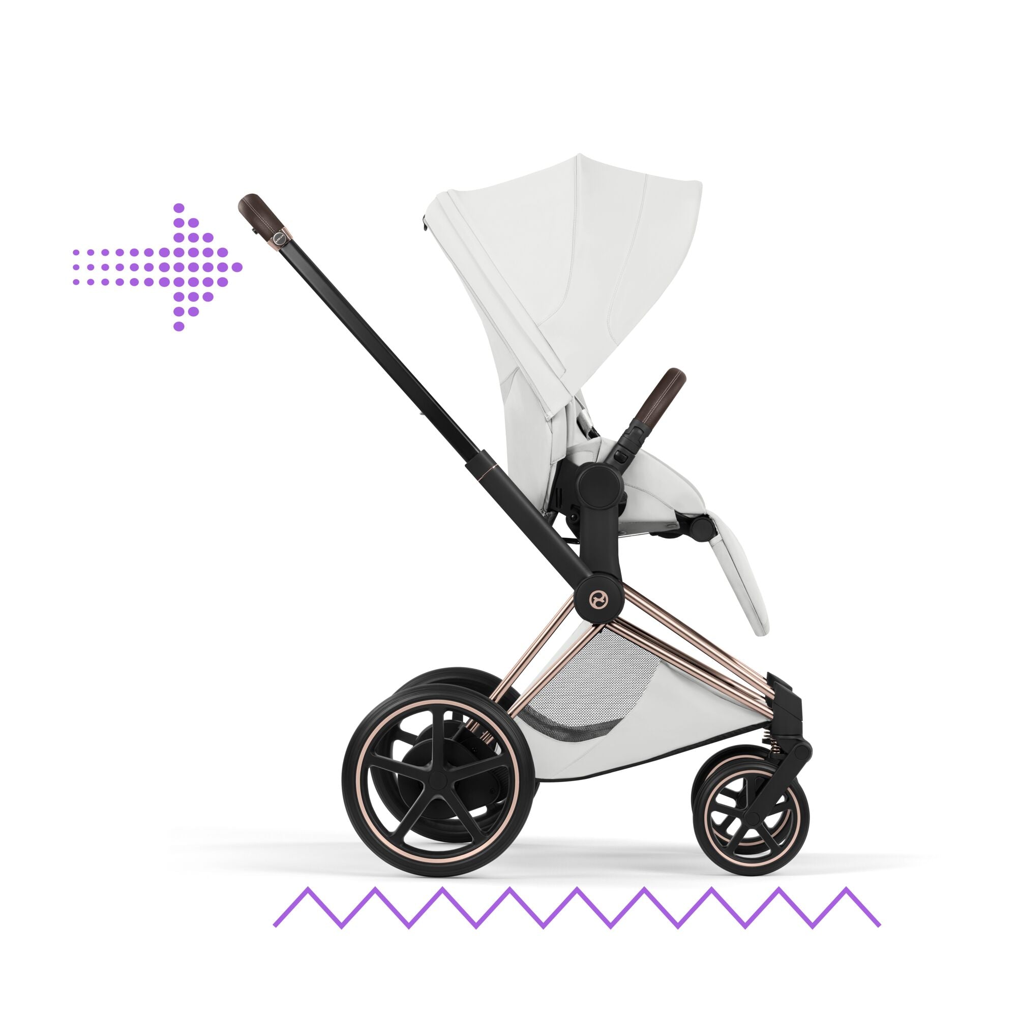 Cybex ePriam Style Pushchair - Off White with Rose Gold Frame