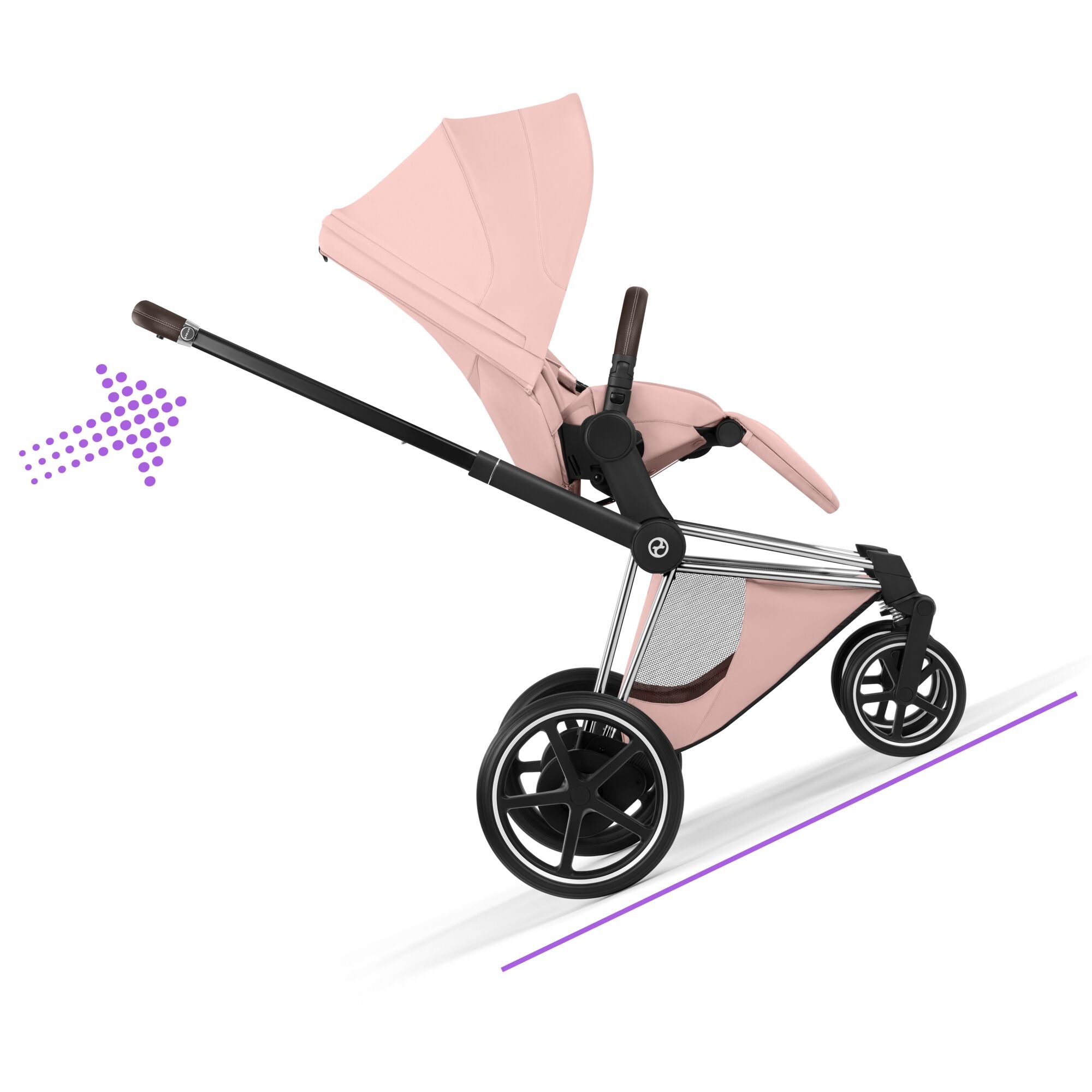 Cybex ePriam Style Pushchair - Peach Pink with Chrome Brown Frame