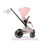 Cybex e-PRIAM Fold Cot Accessory Bundle - Style Peach Pink & Chrome Brown Frame
