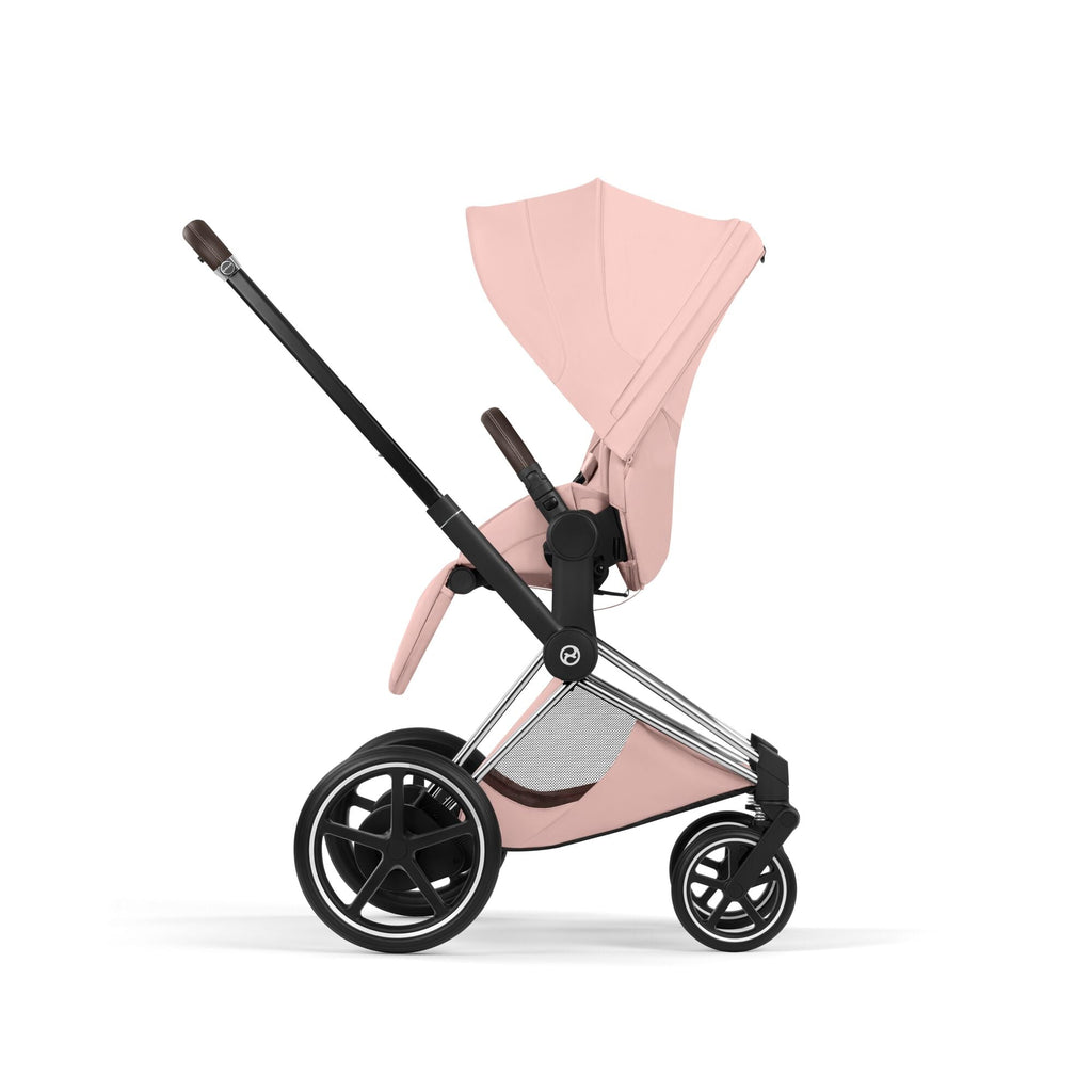 Cybex e-PRIAM Fold Cot Accessory Bundle - Style Peach Pink & Chrome Brown Frame