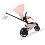 Cybex e-PRIAM Fold Cot Accessory Bundle - Style Peach Pink & Matt Black Frame