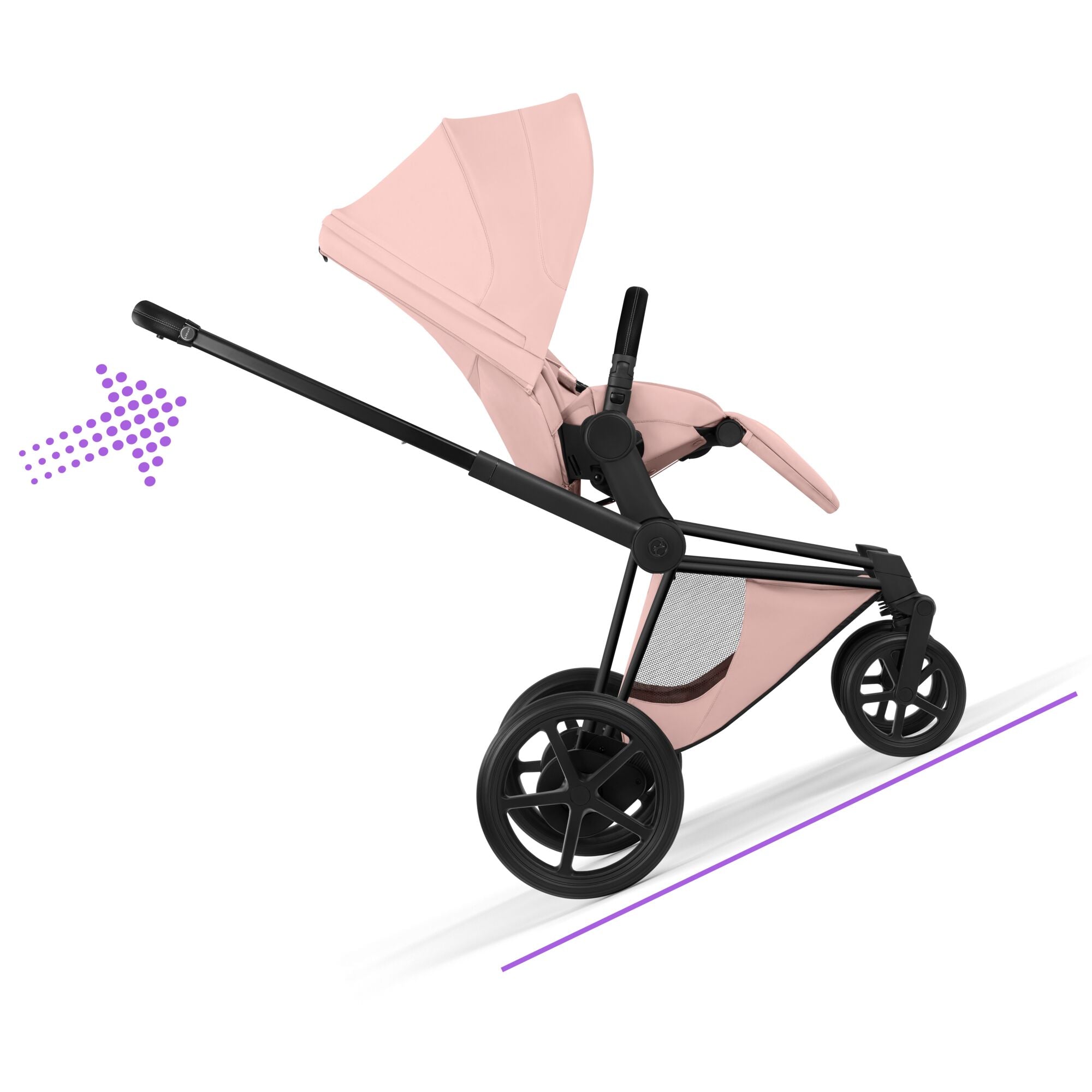 Cybex e-PRIAM Fold Cot Accessory Bundle - Style Peach Pink & Matt Black Frame